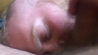 waking up Hairy blonde pup and exploring body