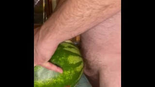 Hairy Dad Bod Fucks a Watermelon First Time!